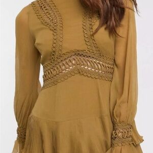 ASOS Mustard Yellow Lace Detail Dress